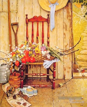 Norman Rockwell Painting - spring flowers 1969 Norman Rockwell